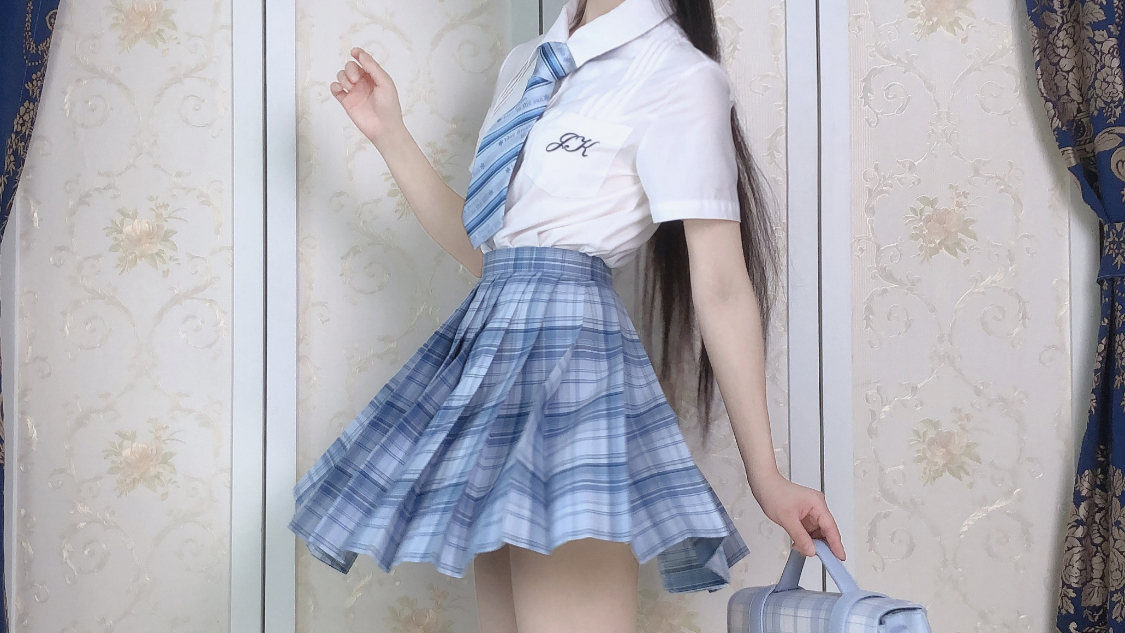 【JK制服】御茶家冰岛,清凉蓝格来一波~